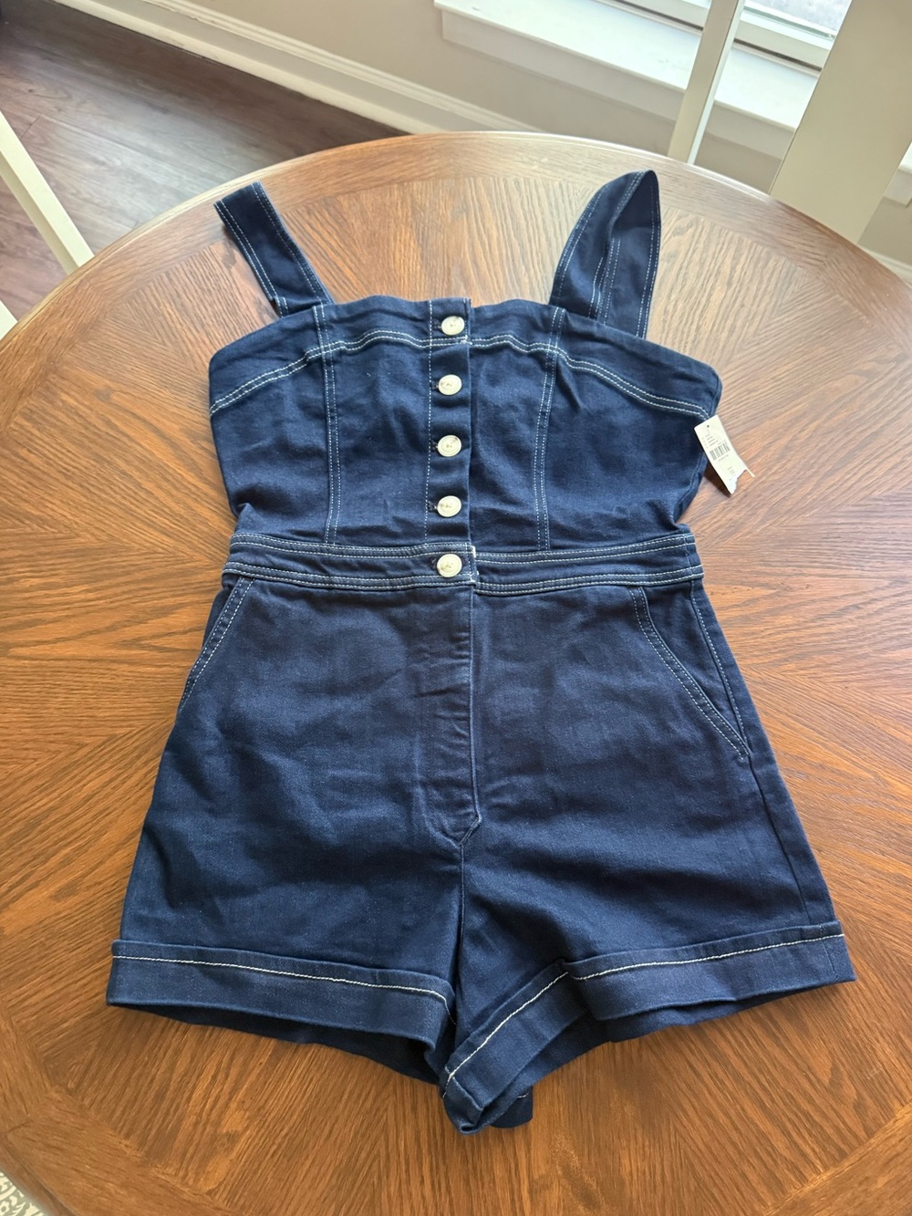 Maeve jean button up romper NWT